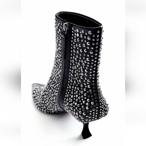 Zara Studded High Heel Ankle Boot Euro 6 US 6 Vegan - Picture 6 of 10